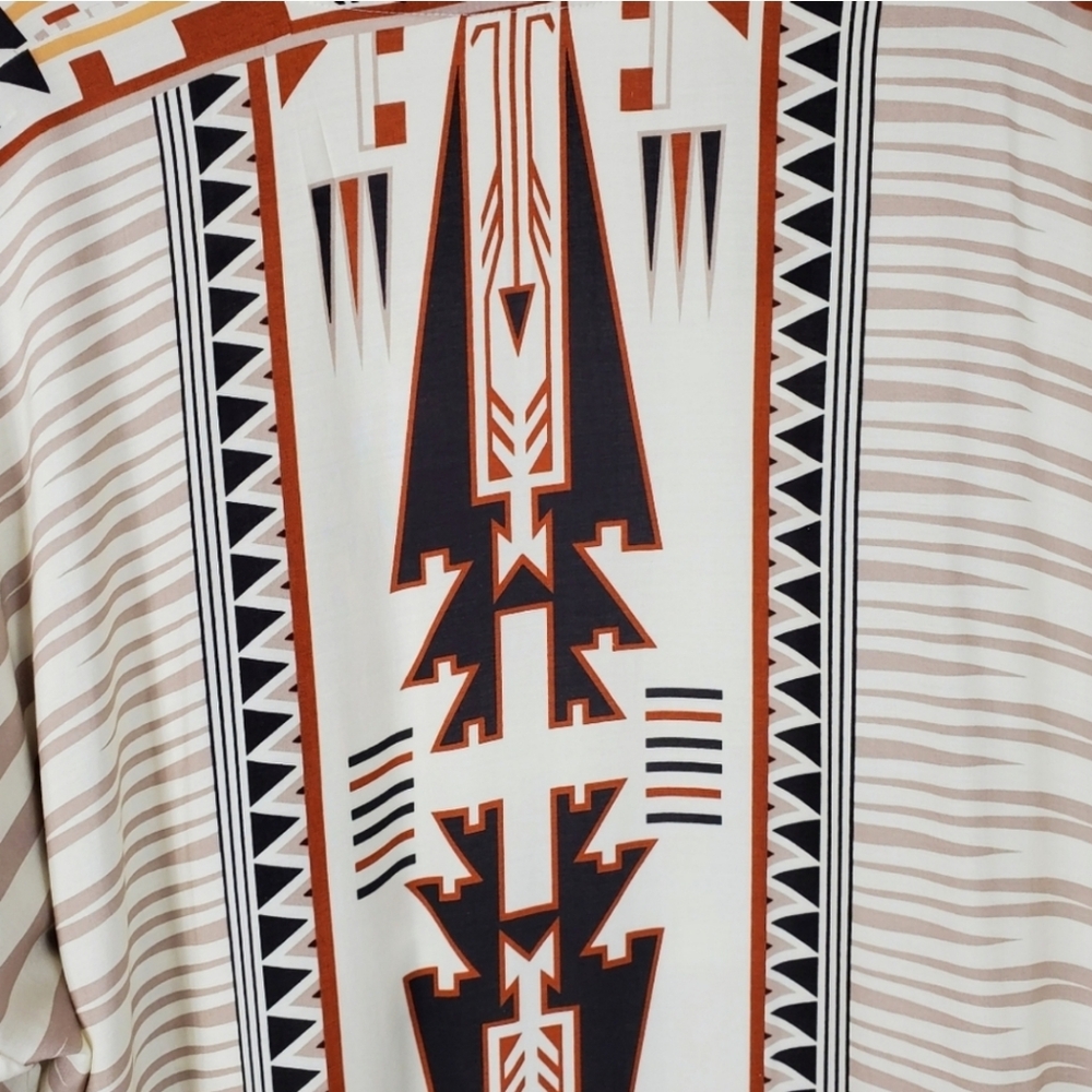 NEW Boho Southwestern Kimono Duster Maxi Cardigan Tribal Tan Black - Picture 8 of 12